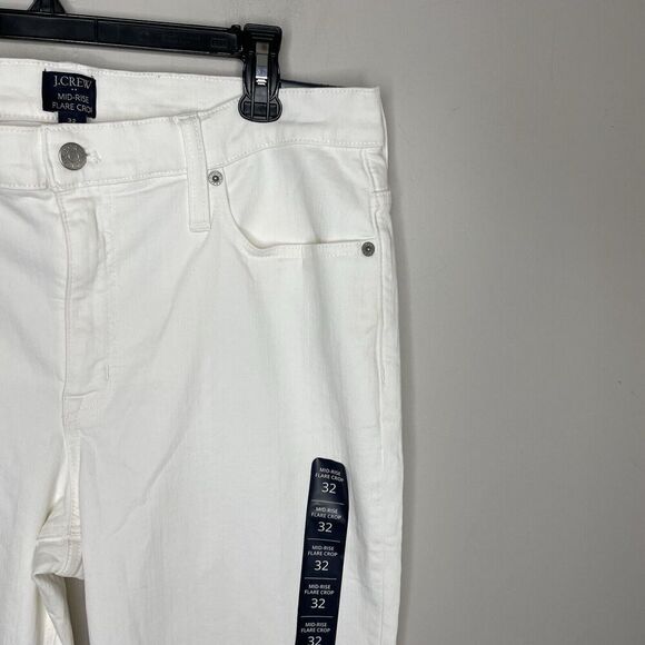 J.CREW Jeans Women 32 Flare Crop NEW White Raw Hem Stretch BO933 - Picture 4 of 16